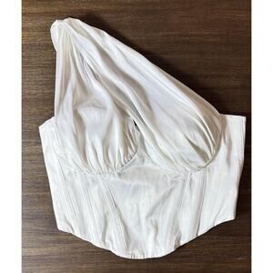 GiGii's Bustier Corset Womens 38 White Satin One Shoulder Crop Bustier